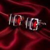 Luxury Red Crystal Cufflink Set for Men from Gentlemansguru.com
