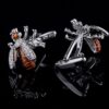 Luxury Silver Bee Cufflinks with Crystals for Men from Gentlemansguru.com