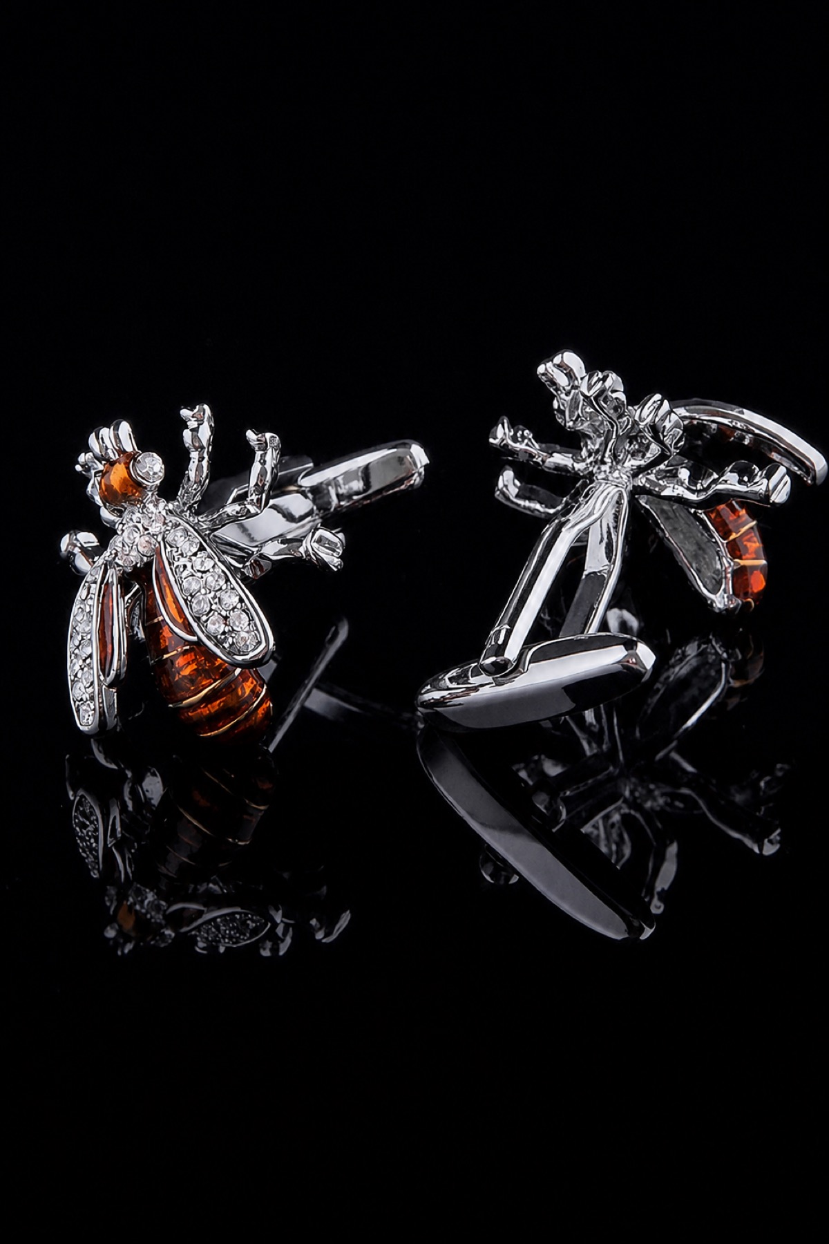 Luxury Silver Bee Cufflinks with Crystals for Men from Gentlemansguru.com