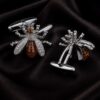 Luxury Silver Crystal Bee Cufflinks Gift for Men from Gentlemansguru.com