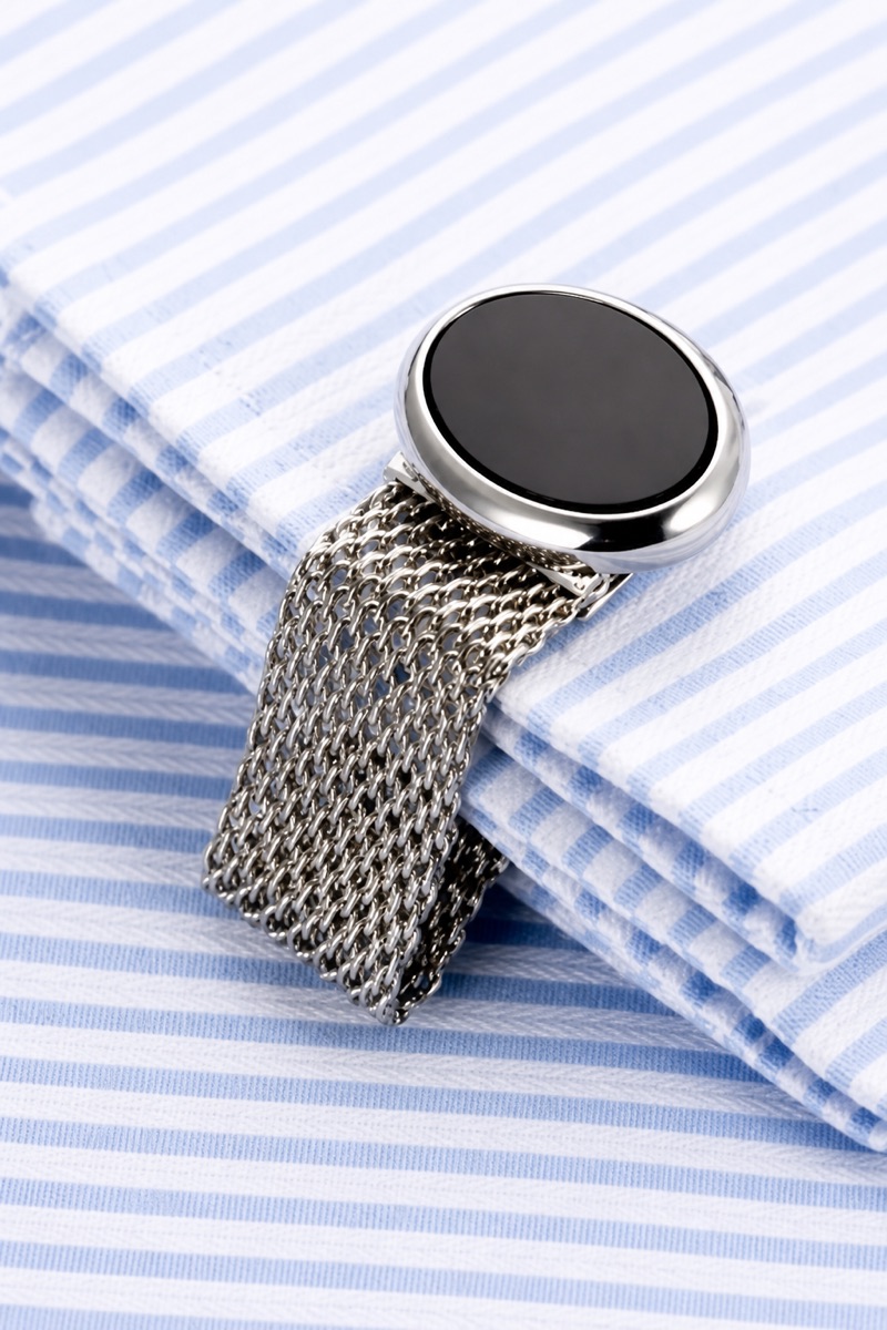Mesh Silver Wrap Around Cufflinks Set from Gentlemansguru.com