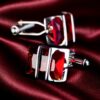 Red Crystal Cufflinks with Silver Tone Setting from Gentlemansguru.com