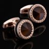 Rose Gold Cat’s Eye Cufflinks on Black Glass from Gentlemansguru.com