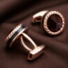 Rose Gold Cat’s Eye Cufflinks Side View from Gentlemansguru.com