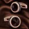 Rose Gold Faceted Stone Cufflinks on Satin from Gentlemansguru.com