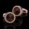 Rose Gold Round Stone Cufflinks Studio View from Gentlemansguru.com