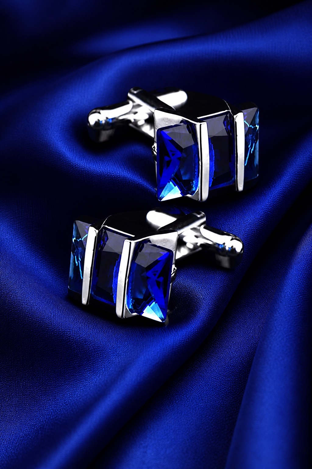 Royal Blue Crystal Cufflinks for Men from Gentlemansguru.com