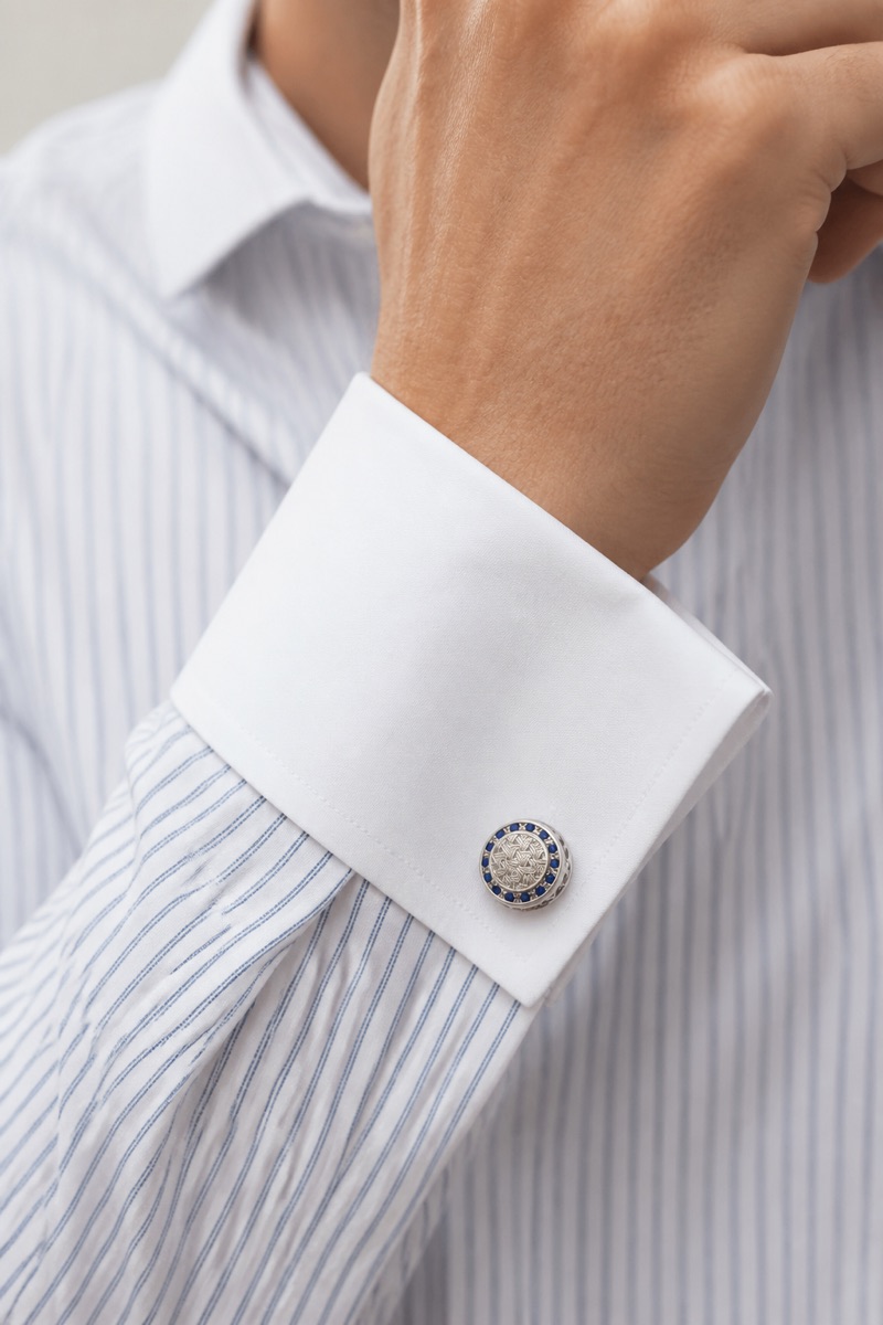 Silver and Blue enamel-Cufflinks from Gentlemansguru.com