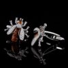 Silver Crystal Bee Cufflinks with Amber Enamel from Gentlemansguru.com