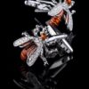 Silver Crystal Enamel Bee Cufflinks for Men from Gentlemansguru.com