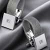 Silver Crystal Mesh Cufflinks for Men from Gentlemansguru.com