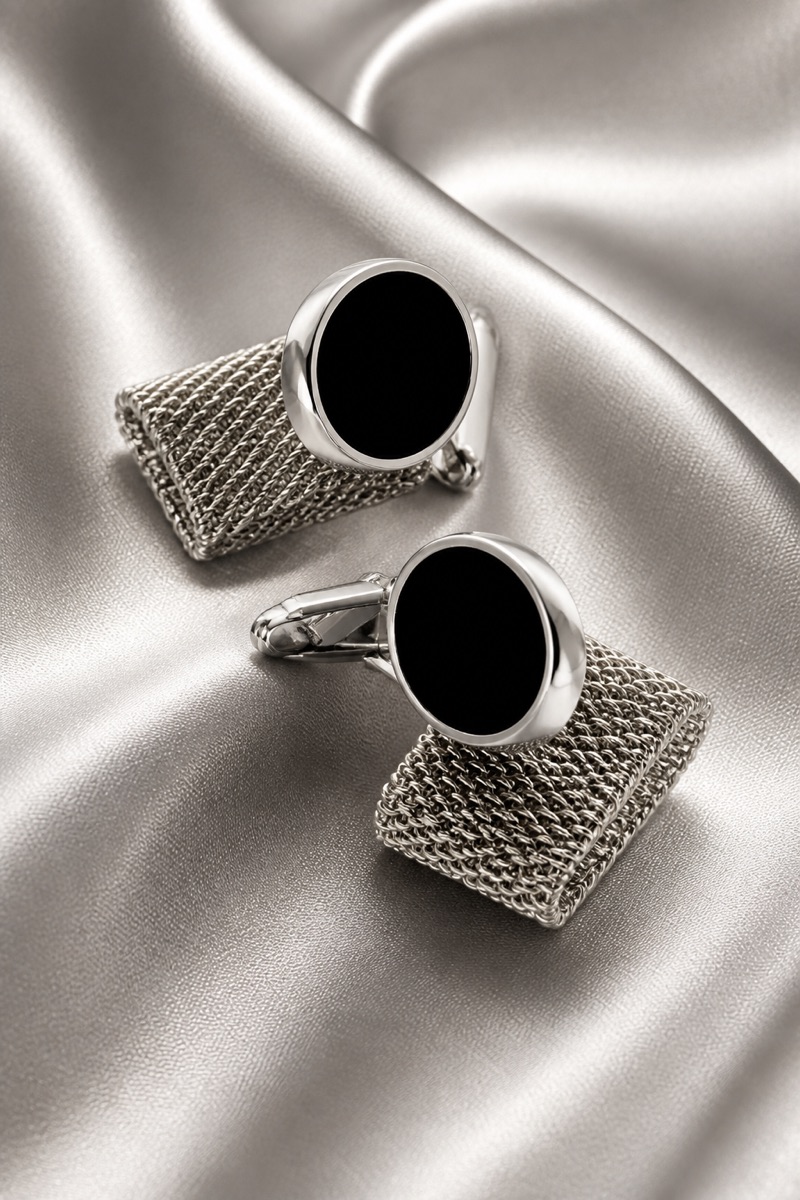 Silver Mesh Wrap Around Cufflinks for Men from Gentlemansguru.com