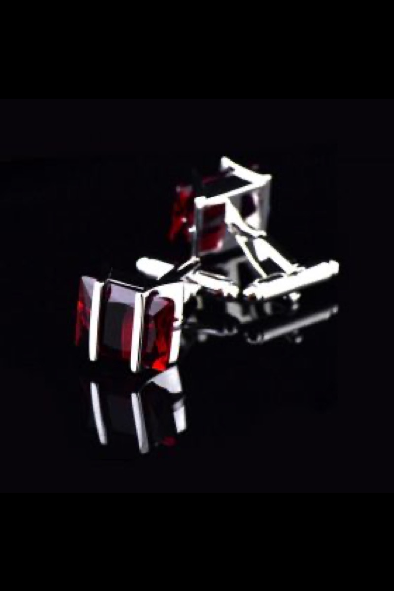 Silver Plated Red Crystal Cufflinks for Men from Gentlemansguru.com