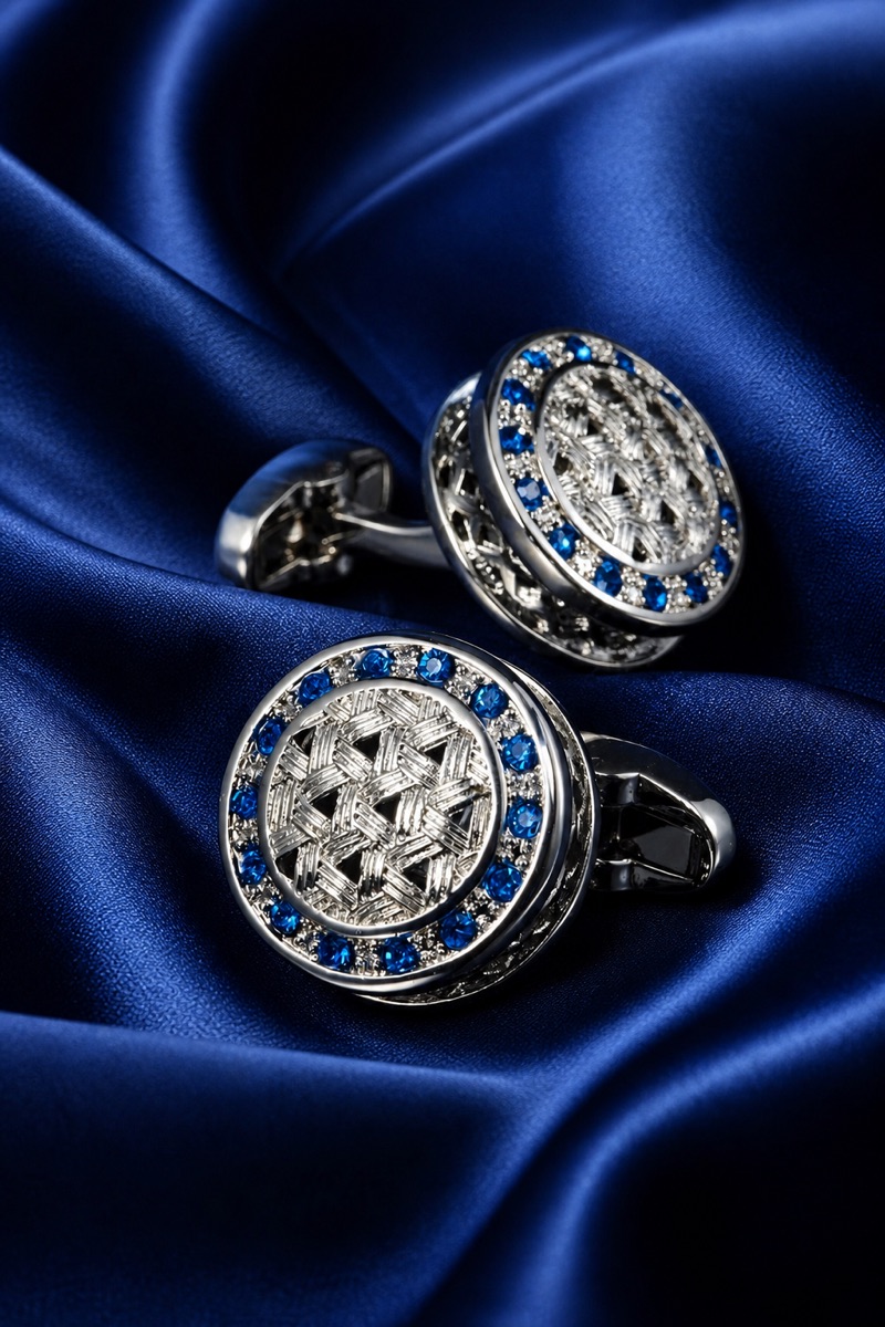 Vintage Silver and Blue Crystal Cufflinks from Gentlemansguru.com