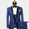 Mens-Blue-and-Black-Tuxedo-with-Floral-Print-Wedding-Prom-Suit-from-Gentlemansguru.com