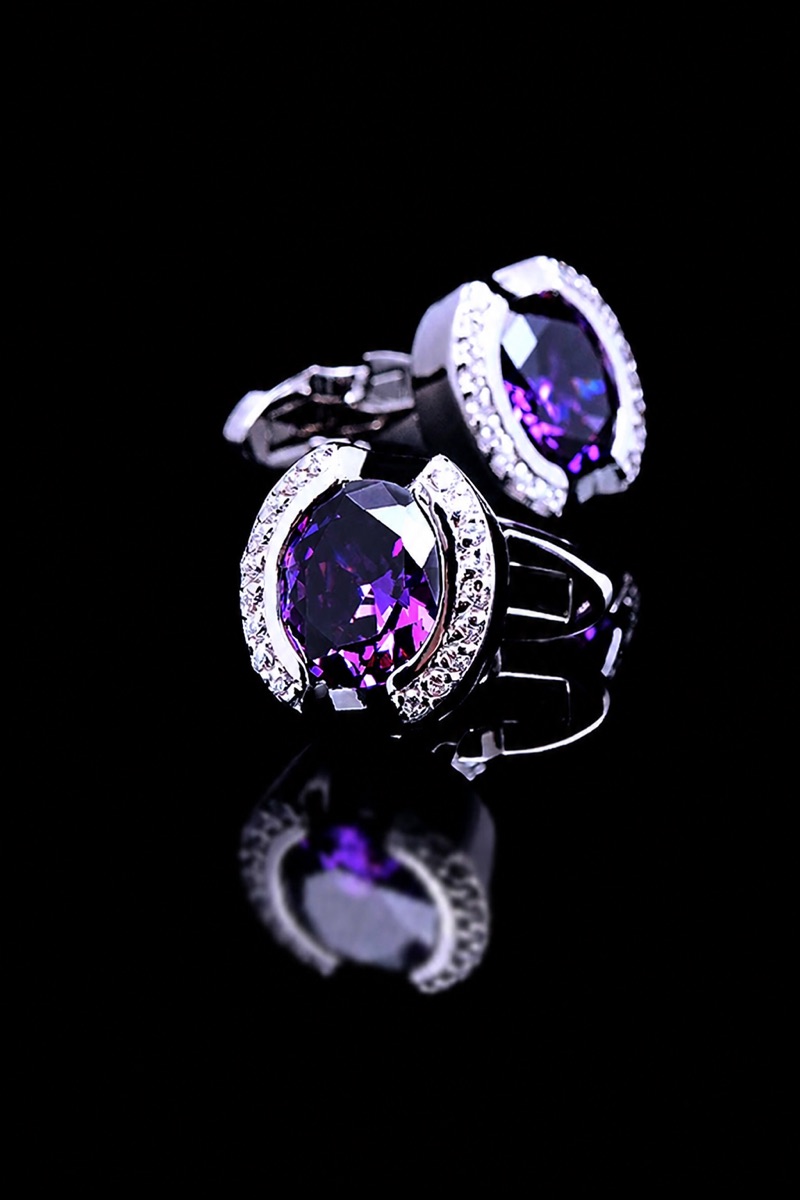 Crystal Purple Stone Cufflinks from Gentlemansguru.com