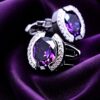 Luxury Purple Crystal Silver Cufflinks from Gentlemansguru.com