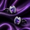 Luxury Purple Crystal Wedding Cufflinks for Men from Gentlemansguru.com