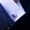 Purple And Silver Crystal Wedding, Prom Cufflinks from Gentlemansguru.com.