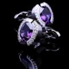 Silver and Purple Stone Cufflinks , Luxury Cufflinks,