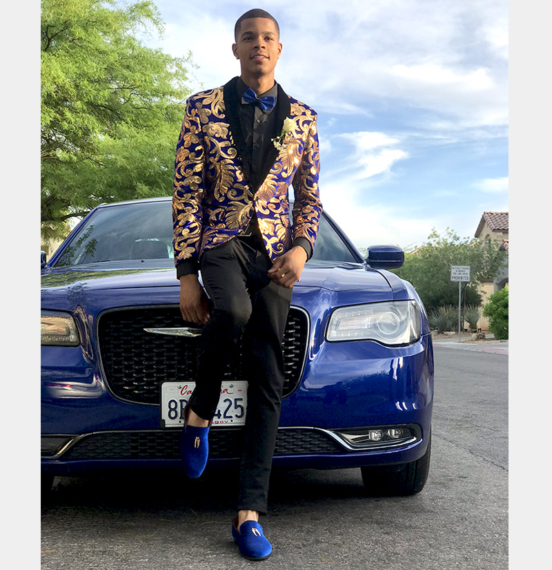 Customer Gallery-Blue-And-Gold-Tux-&-Blue-Suede-Loafers from Gentlemansguru.com
