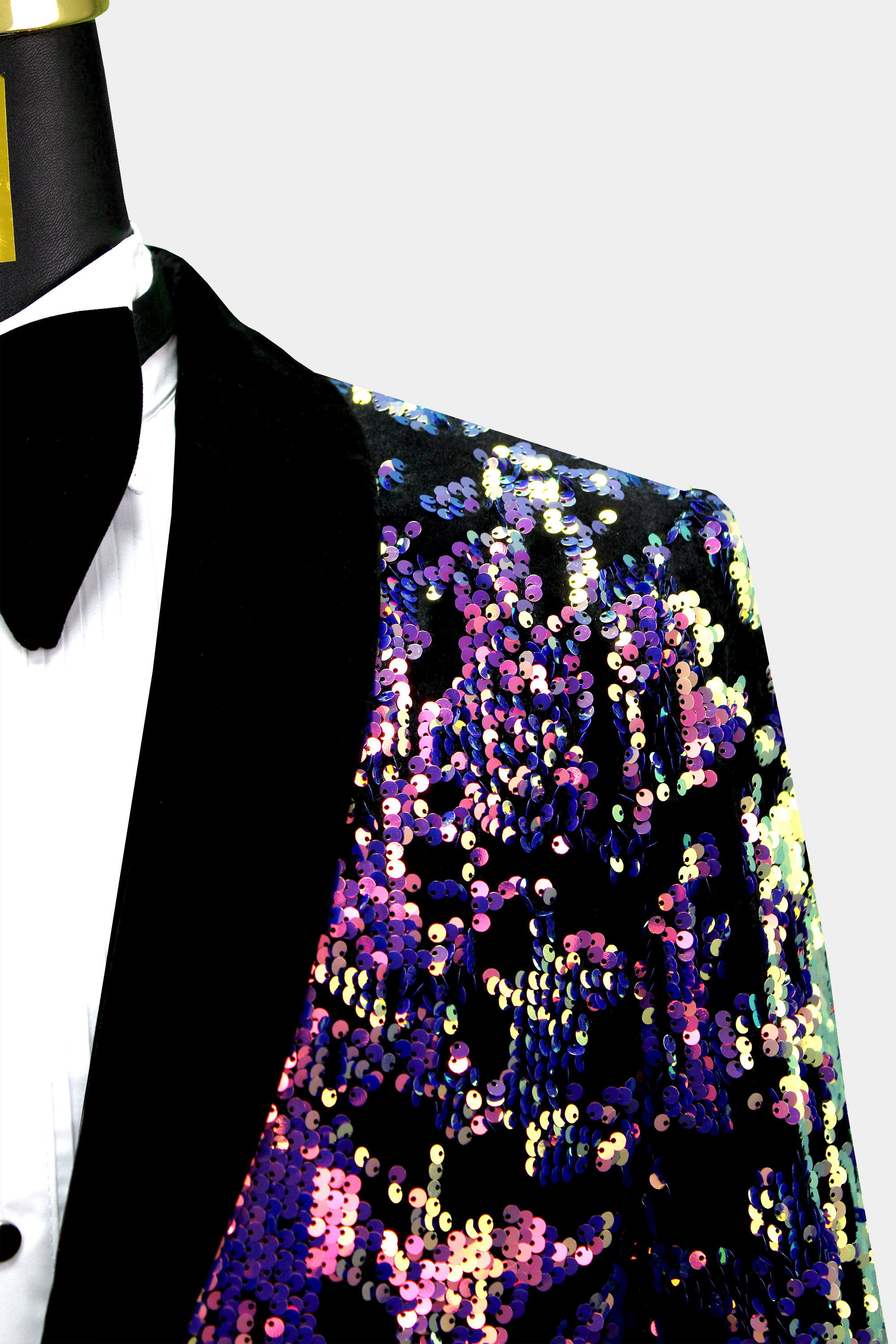 Gentleman's Guru Black Glitter Tuxedo Jacket 46r