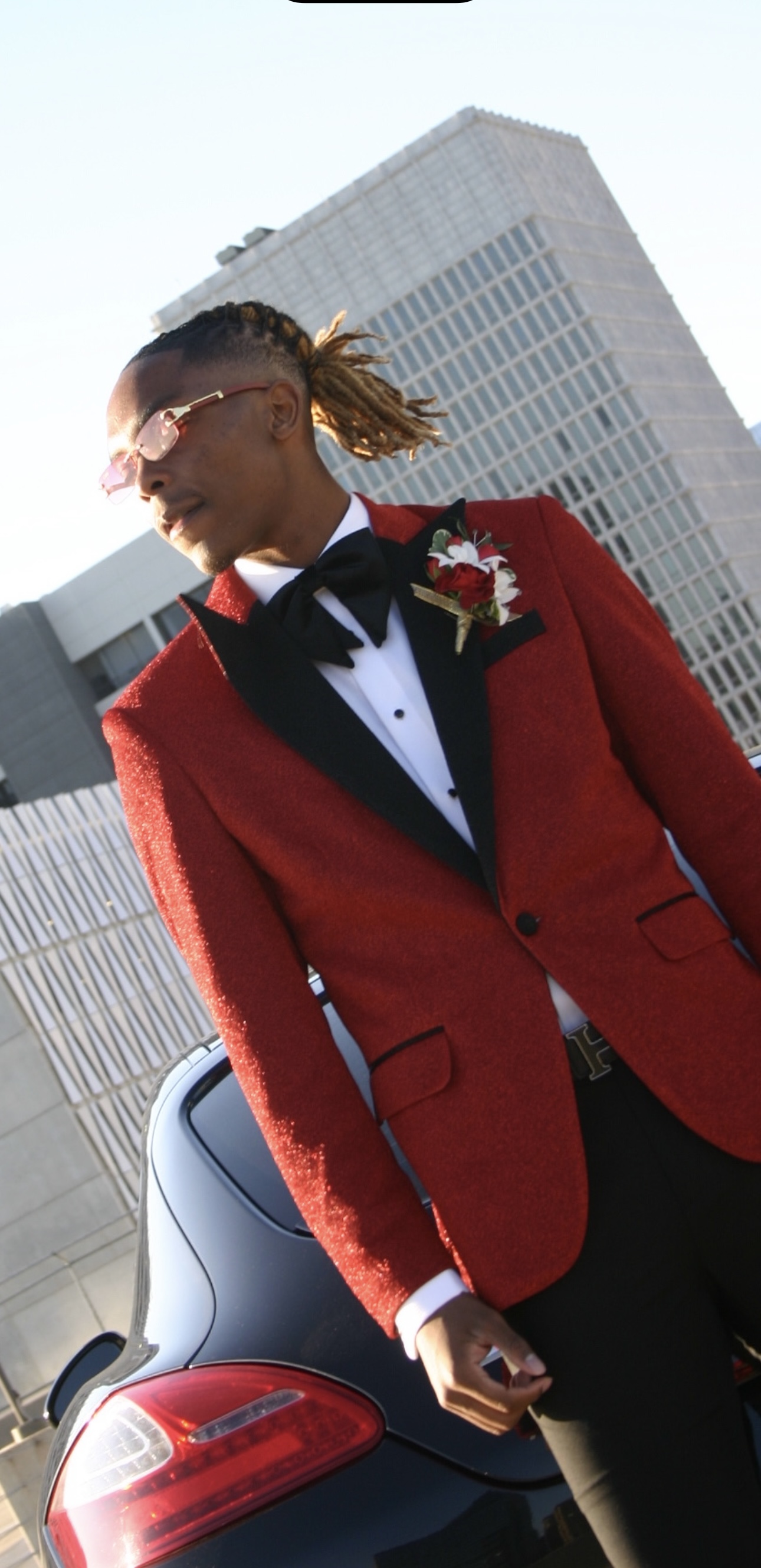 Gentleman's Guru Red Glitter Tuxedo Jacket 44r