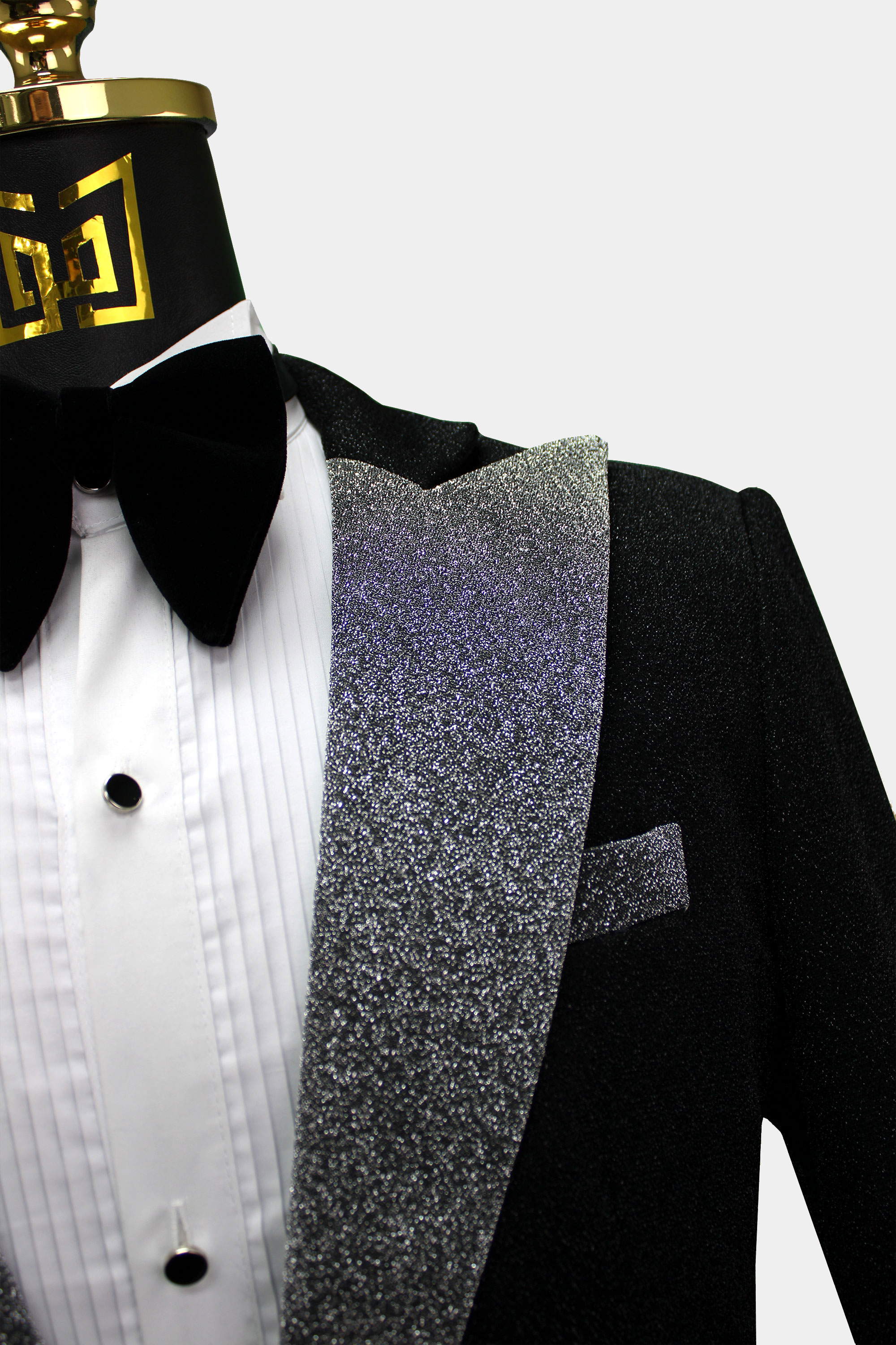 Black Glitter Tuxedo Jacket | Gentleman's Guru