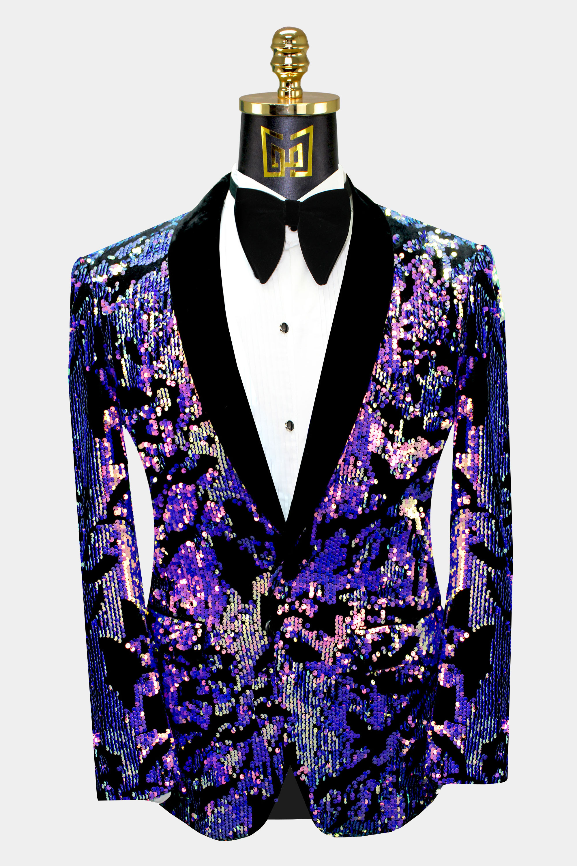 Abstract Multicolor Sequin Tuxedo Jacket