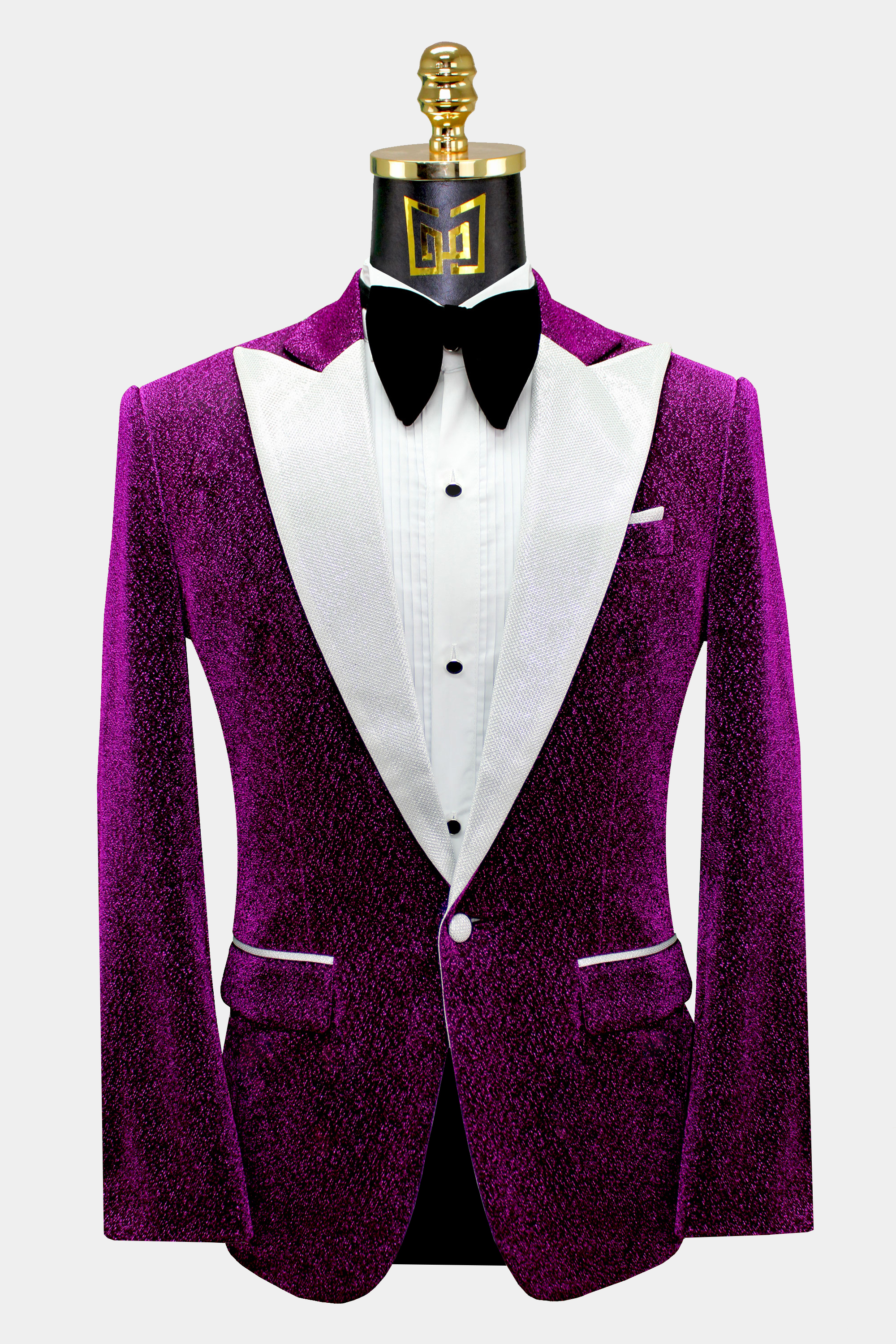Men's Purple Velvet Jacket Groom Tuxedos Suit Blazers Formal Wedding Prom Suit 