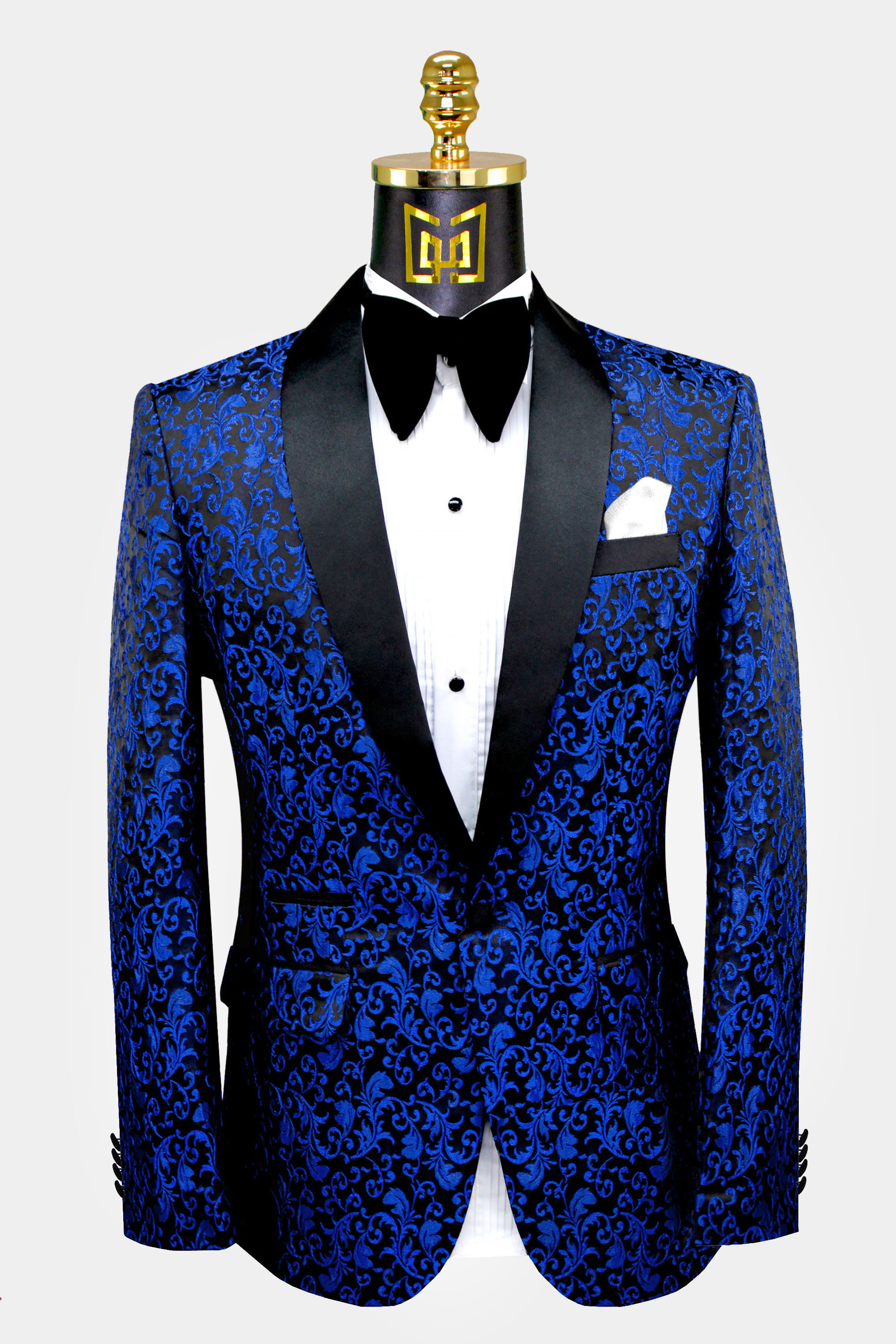 ROYAL BLUE Formal Paisley Tuxedo Suit Dress Vest Waistcoat Wedding Party Prom 