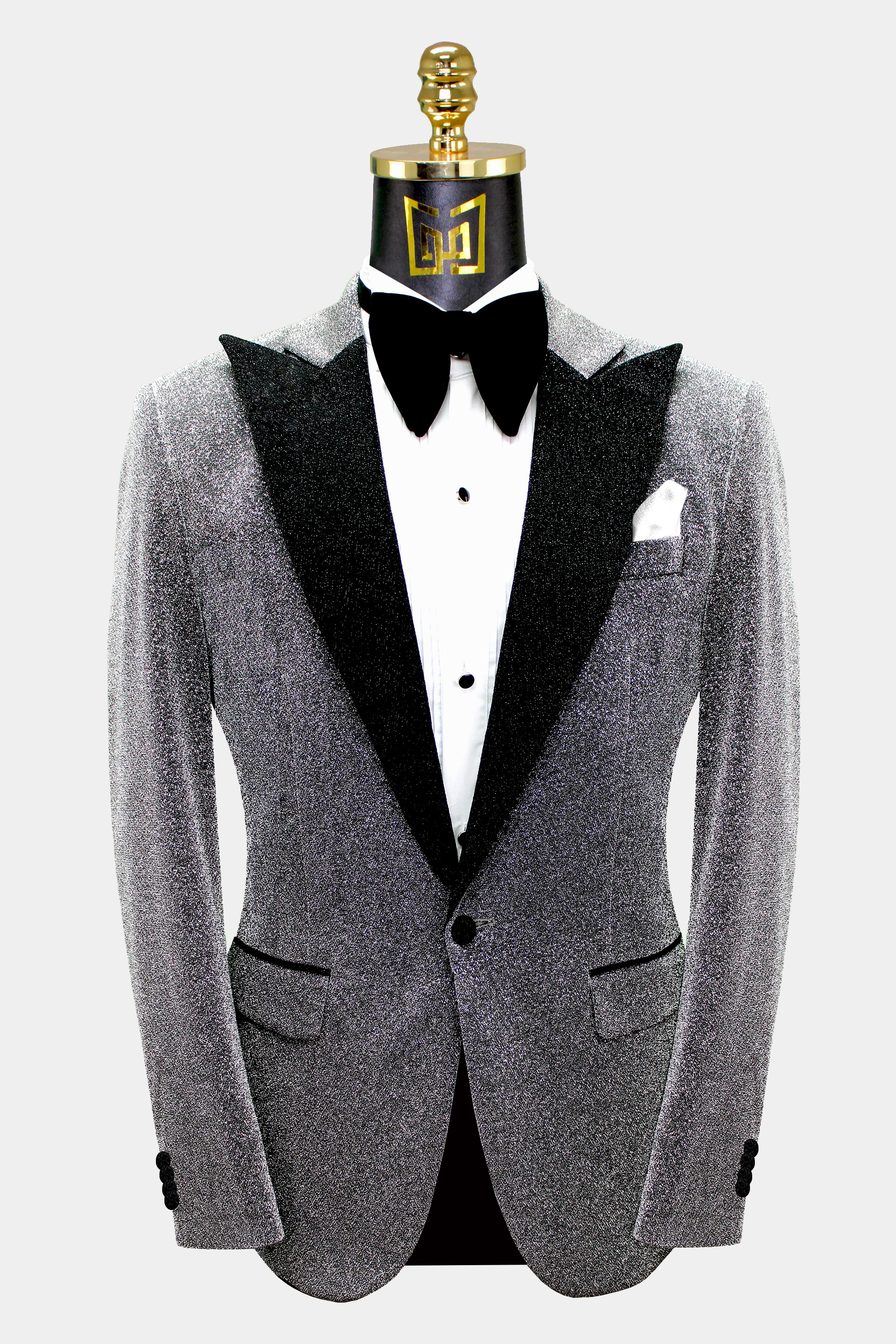 Silver Glitter Tuxedo Jacket