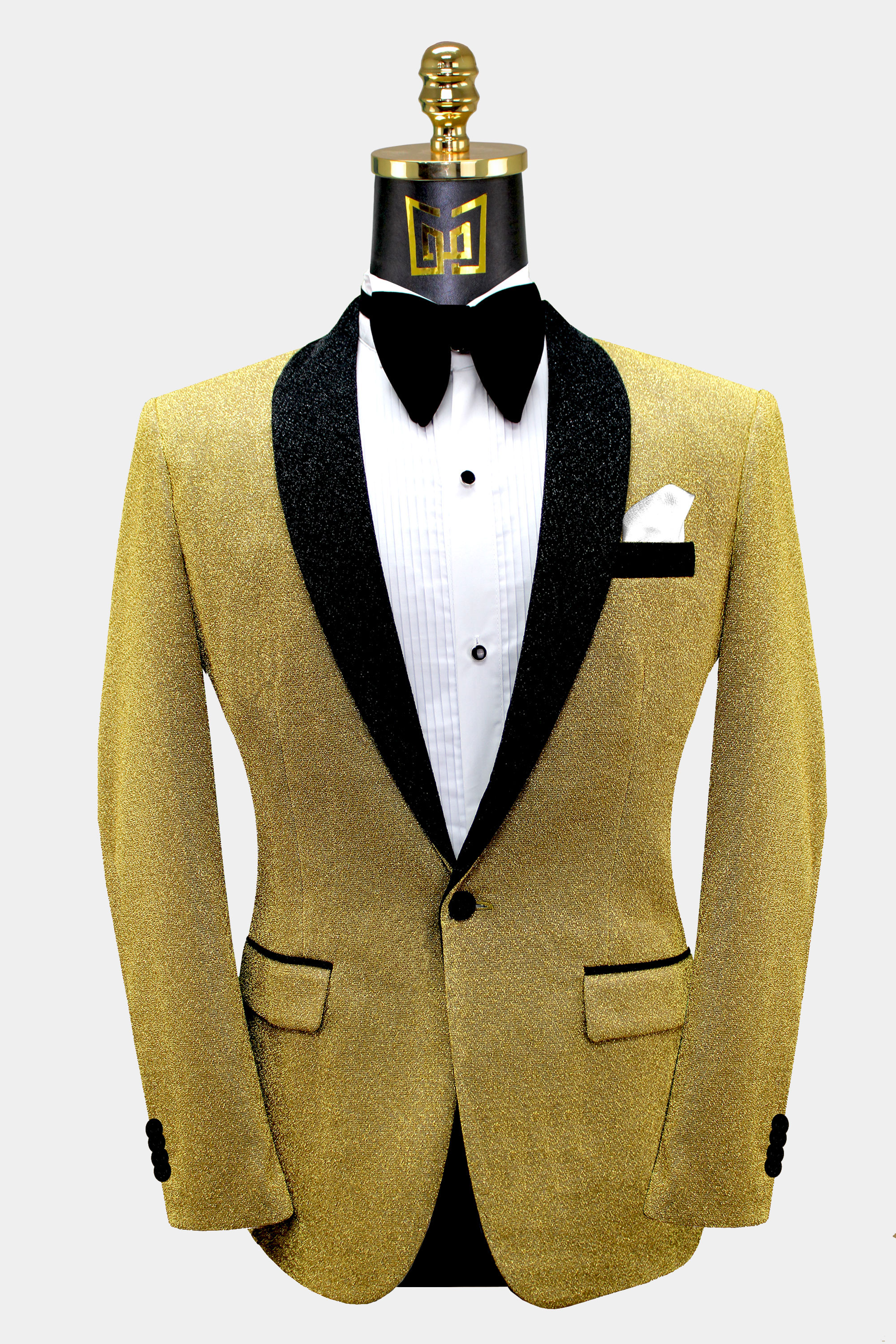 Black & Gold Glitter Tuxedo Jacket