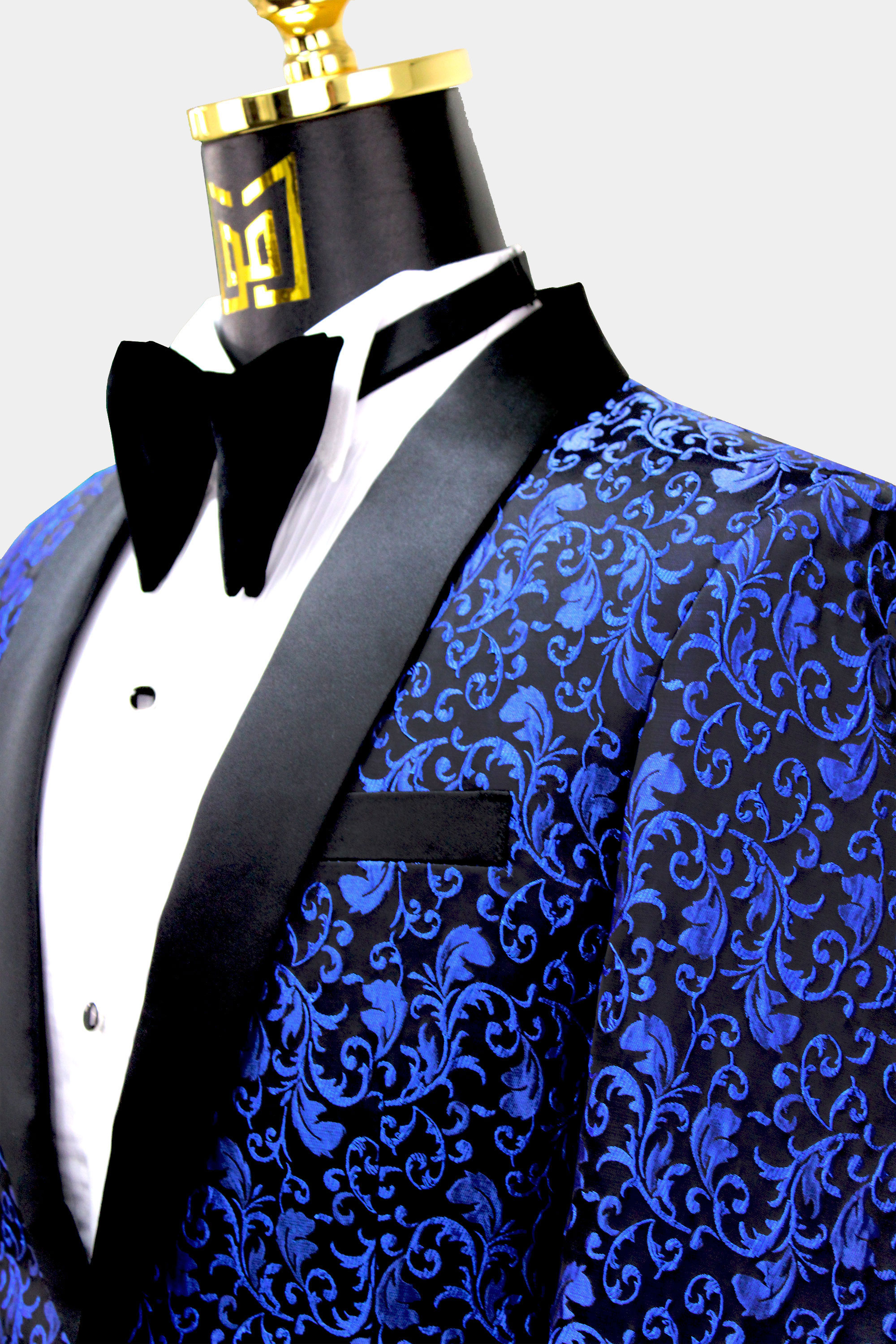 Mens Royal Blue Prom Jacket Paisley Slim Fit Homecoming Blazer