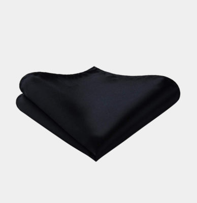 Solid Black Silk Pocket Square