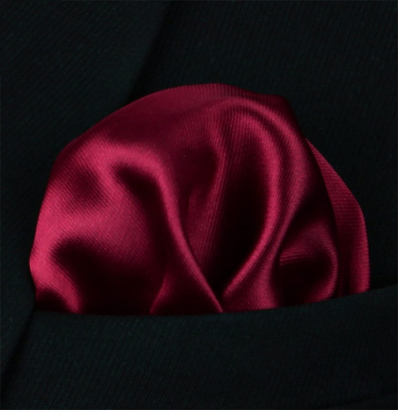 Wine Briand Check Silk Pocket Squares
