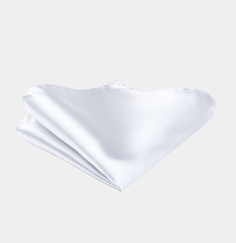 Solid Silky White Pocket Square