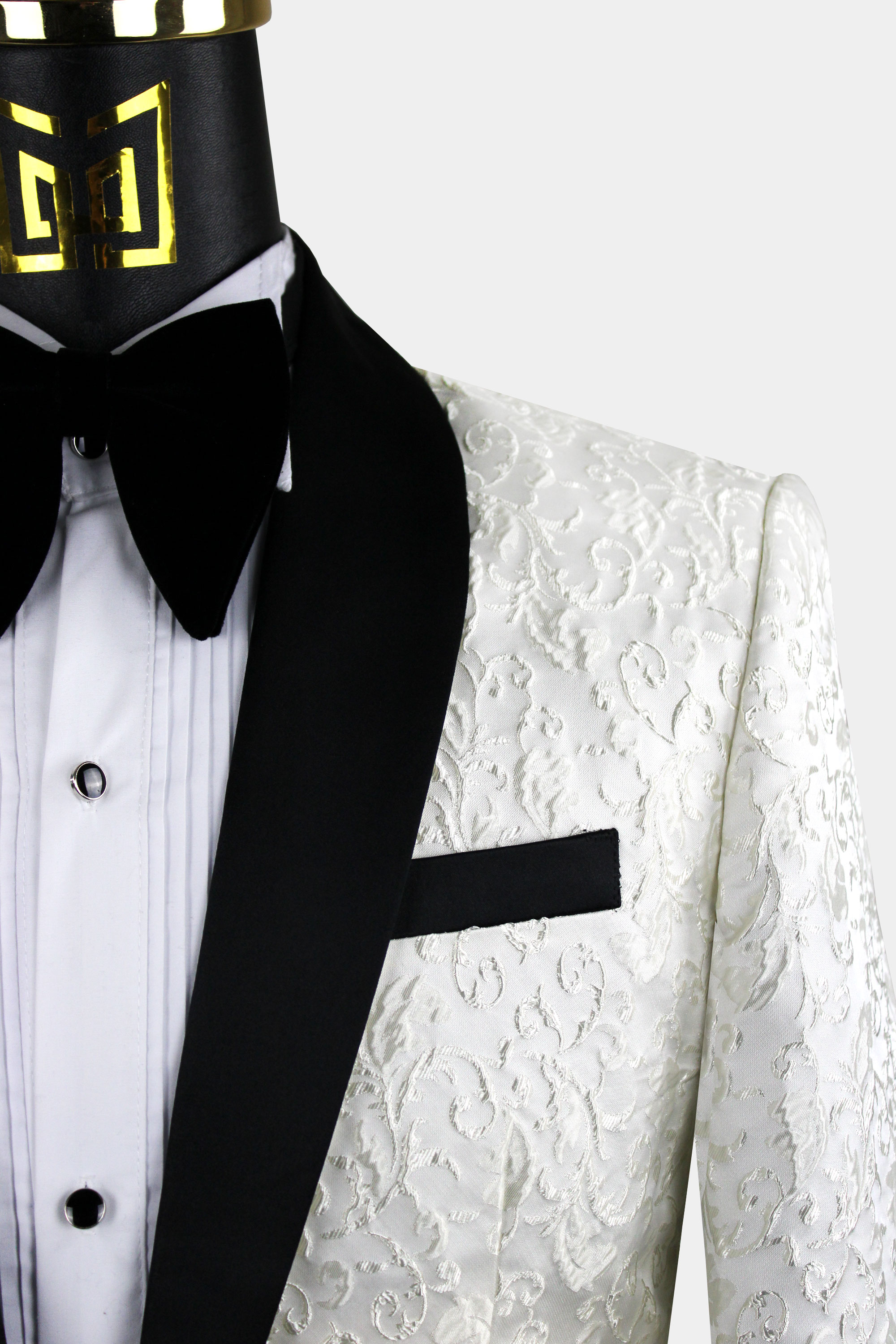 White Paisley Tuxedo Jacket | Gentleman's Guru