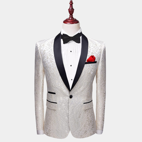 White Paisley Tuxedo Jacket + FREE Shipping | Gentleman's Guru