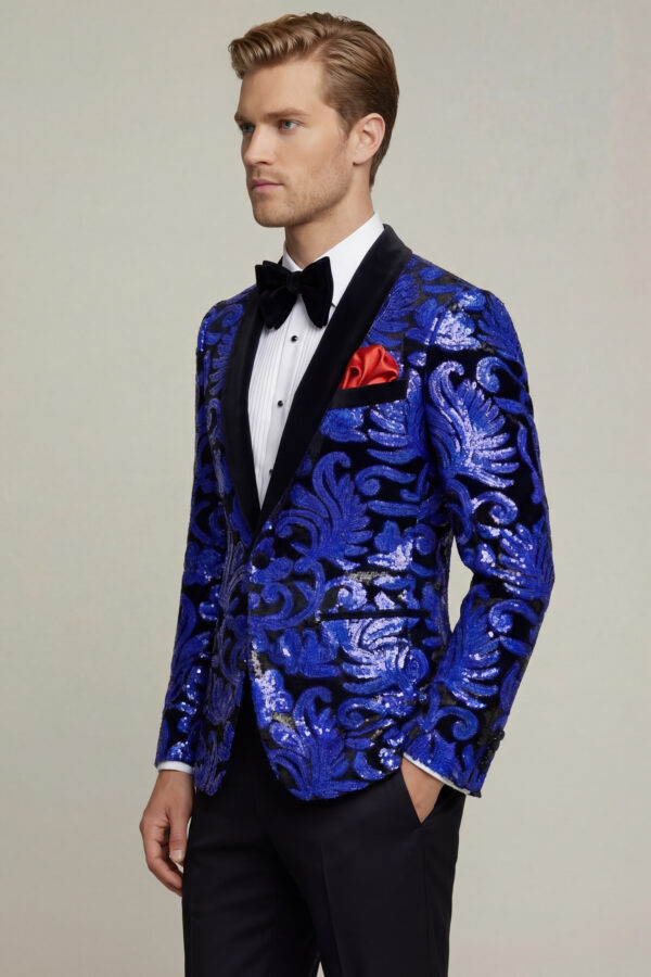 Balck-and-Royal-Blue-Velvet-Sequins-Tuxedo-JAcket-Wedding-PRom-Blazer-from-Gentlemansguru.com
