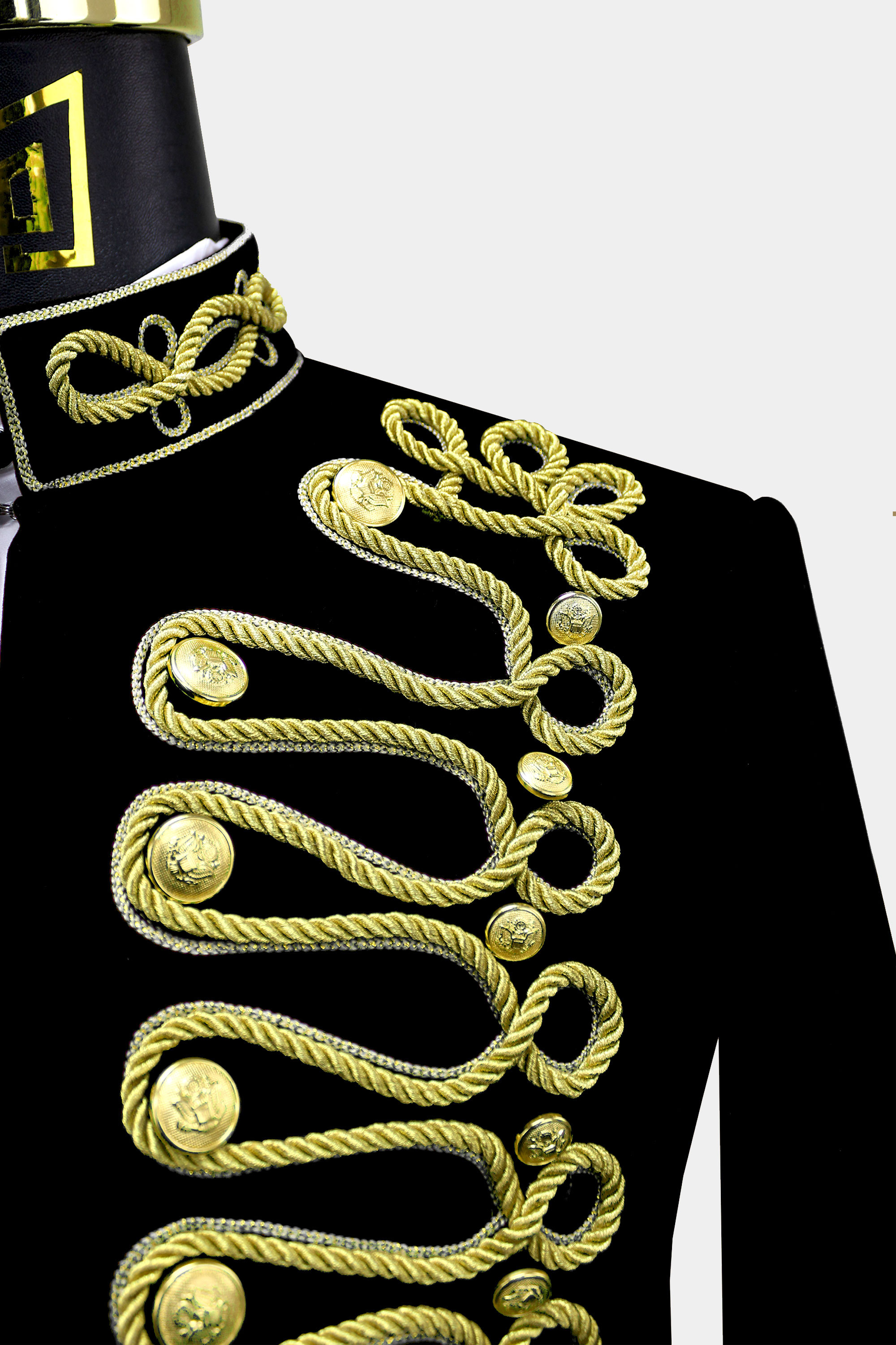 Mens-Black-and-Gold-Mandarin-Collar-Blazer-from-Gentlemansguru.com
