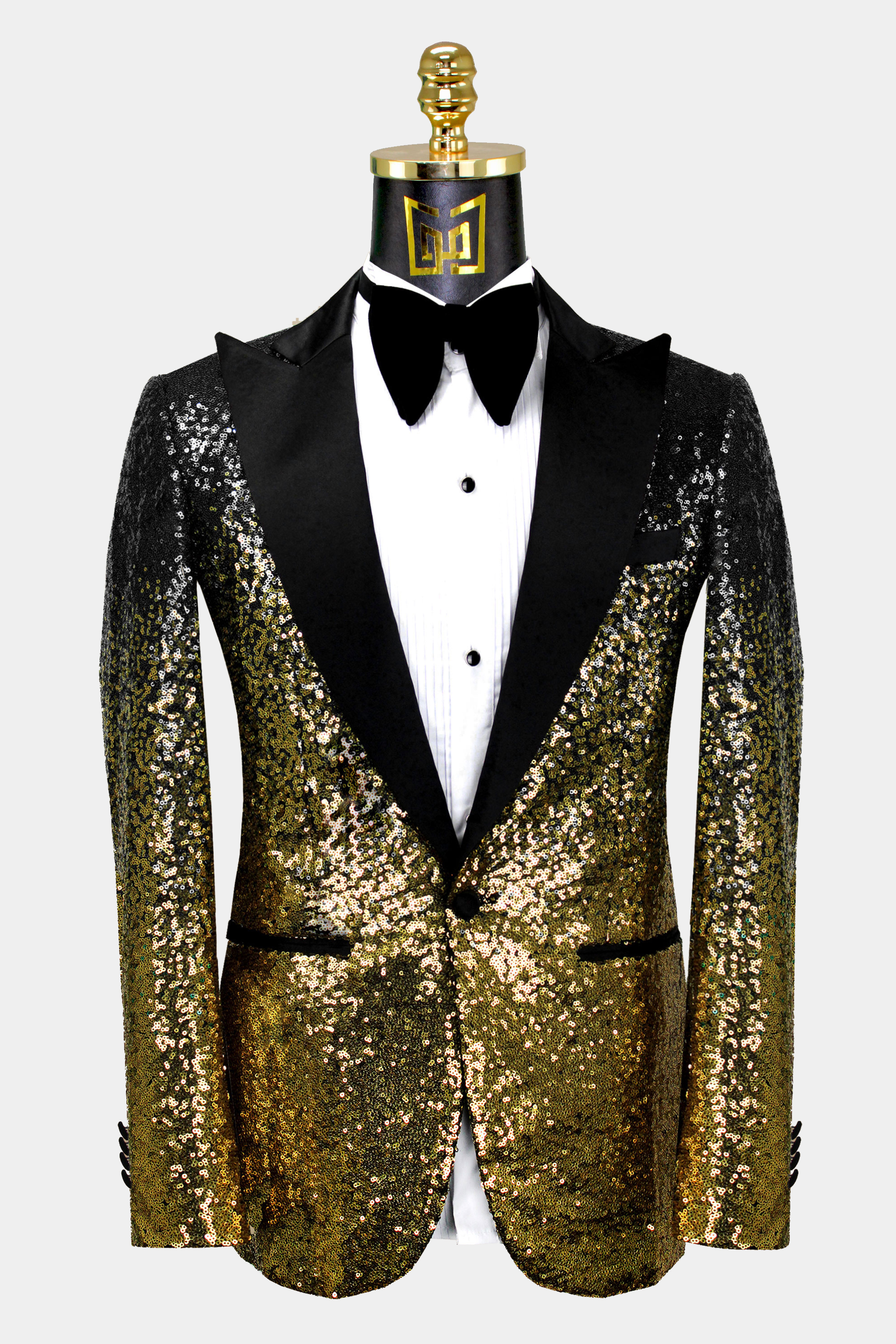 Mens-Black-and-Gold-Sequin-Tuxedo-Jacket-Wedding-Prom-Blazer-Suit-from-Gentlemansguru.com