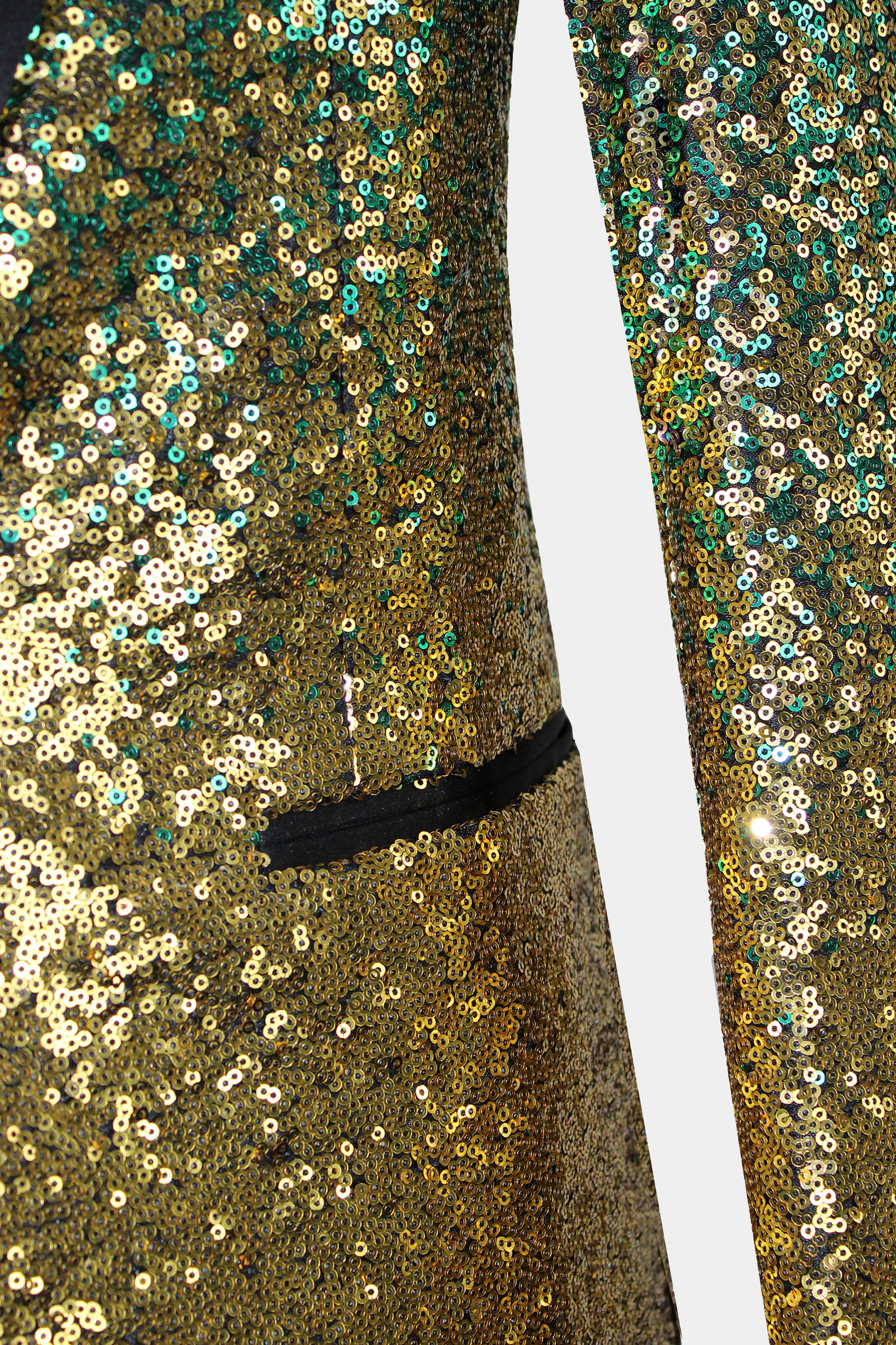 Gentleman's Guru Gradient Green & Gold Sequin Tuxedo Jacket 44r