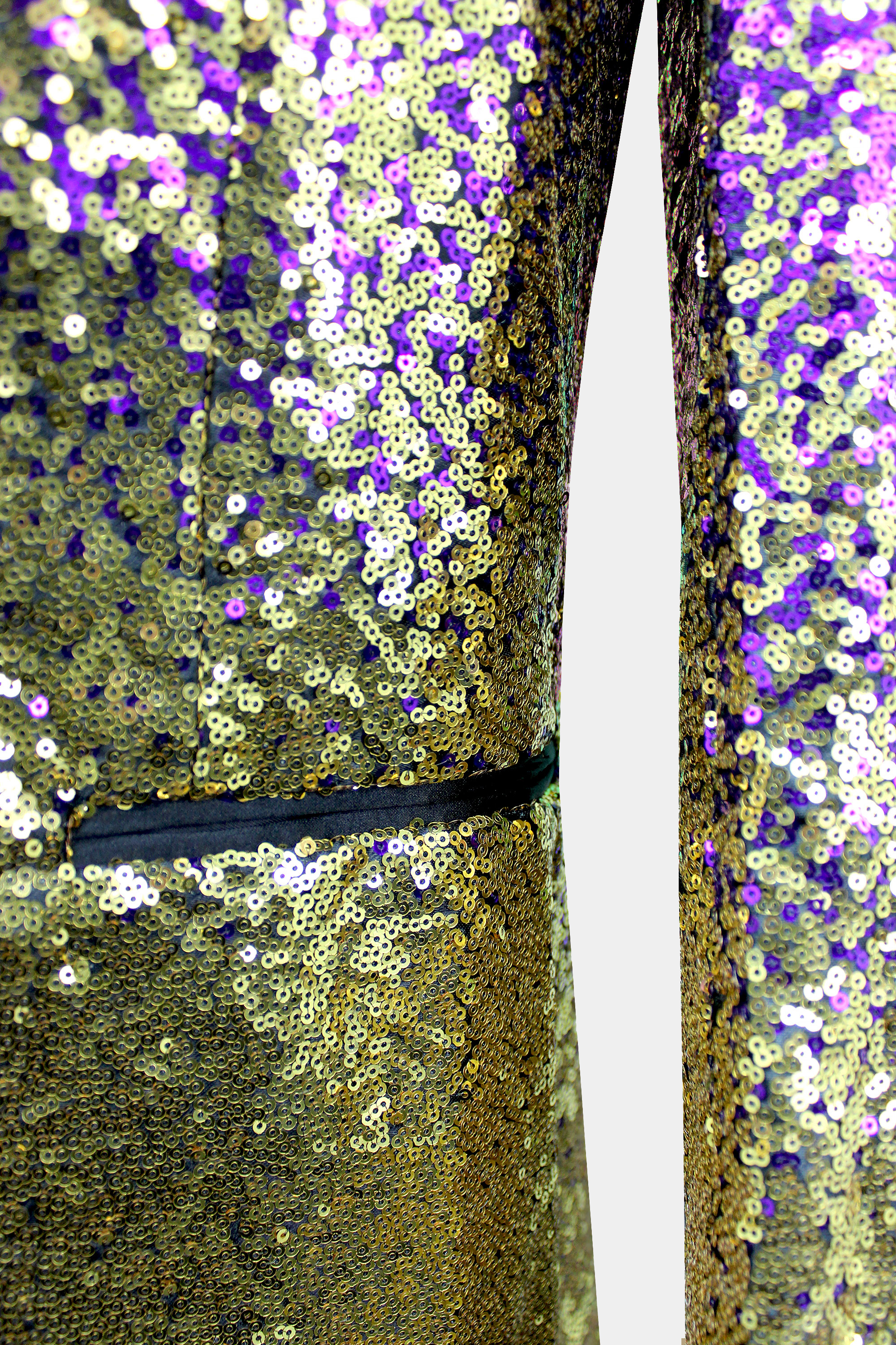 Gentleman's Guru Gradient Purple & Gold Sequin Tuxedo Jacket 44r