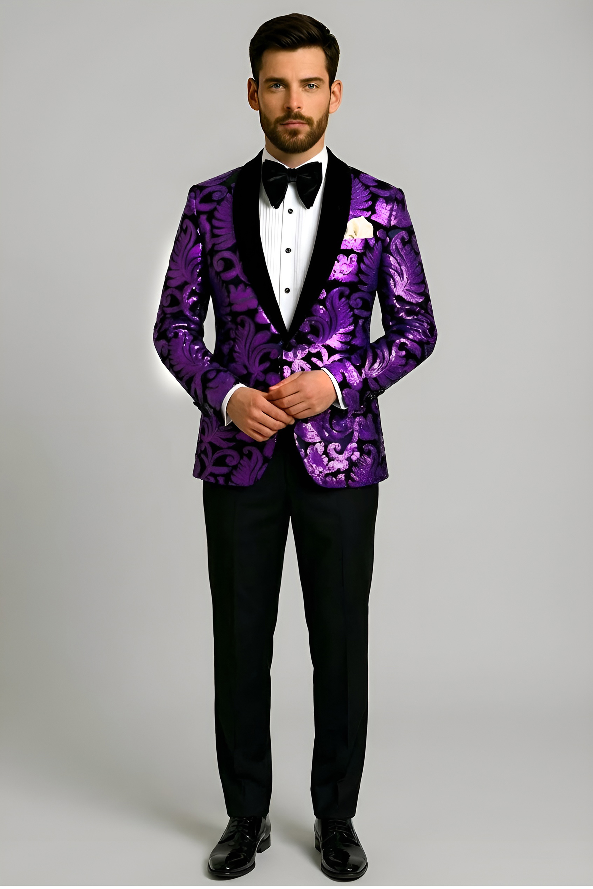 Purple-and-Black-Sequin-Suit-Outfit-For-Men-Gala-Black-Tie-Outfit-for-Men-from-Gentlemansguru.com