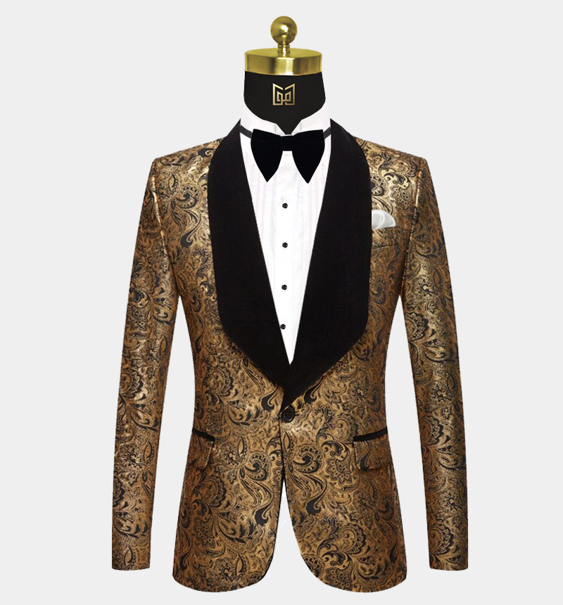 Black and Gold Paisley Tuxedo Jacket | Gentleman's Guru