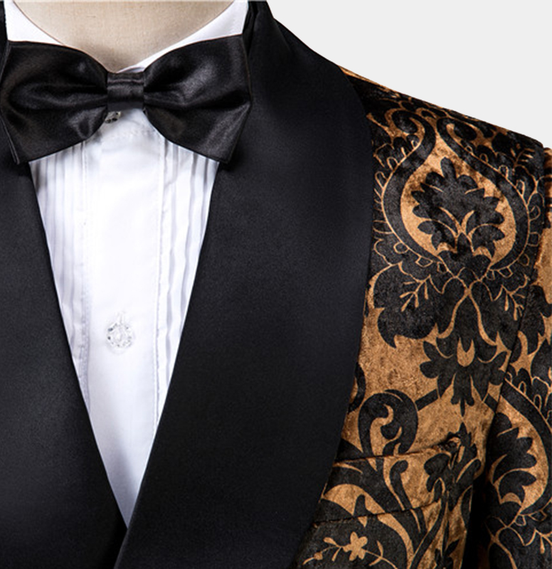 3 Piece Black And Gold Tuxedo Gentleman S Guru