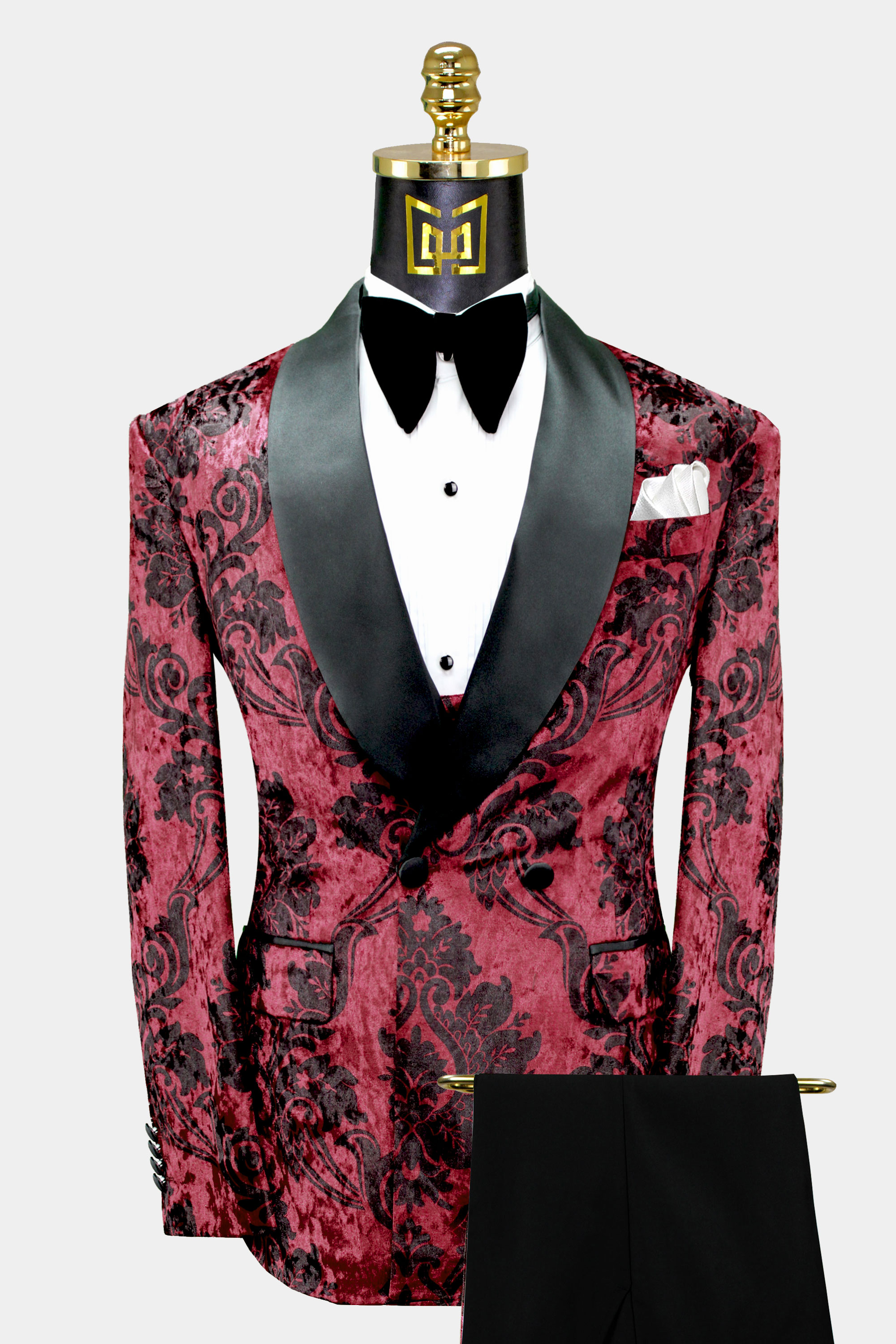 Burgundy suede tuxedo sales