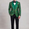 Green Floral Tuxedo Black Trousers Full Length from Gentlemansguru.com