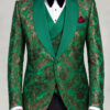 Green Floral Tuxedo Shawl Lapel and Curved Jacket Opening Detail from Gentlemansguru.com